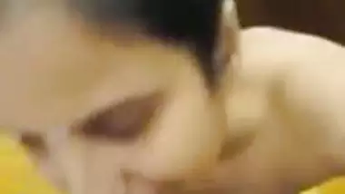 Pervert shoots his stepmom’s blowjob MMS and cums on her